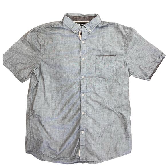 Retrofit Brand Mfg Men's Short Sleeve Button Up Shirt Gray Blue Size Med EUC - Picture 1 of 5